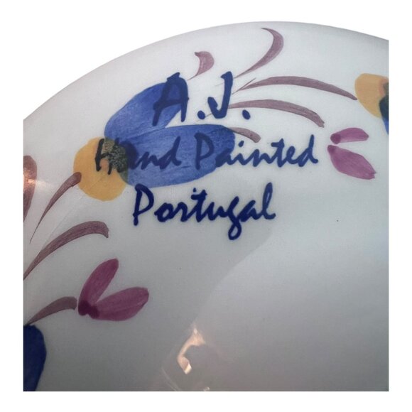 Porcelain Round Votive Tea Light Holder Hand Painted in Portugal Floral Pedestal - Picture 3 of 5